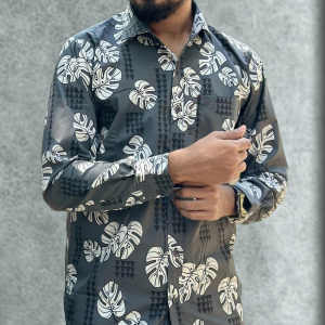Monstera Leaf Print Slim Fit Shirt