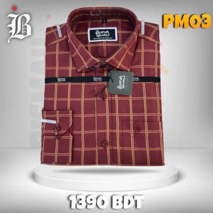Maroon & Gold Windowpane Check Shirt