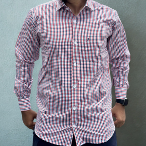 Red, Navy & White Gingham Check Shirt