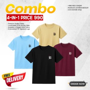 Solid T-Shirts 4 in 1 Combo