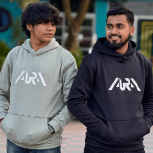 AURA Stylish Pullover Hoodie | Premium Winter Black & Grey Sweatshirt