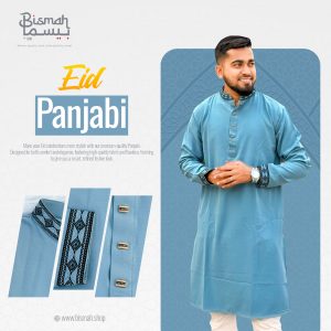 Sky Blue Zafran Fabric Panjabi (P10)