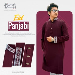 Maroon Zafran Fabric Panjabi (P6)