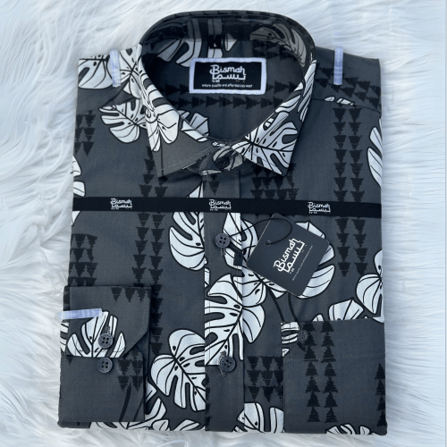 Monstera Leaf Print Slim Fit Shirt