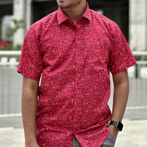 Abstract Print Half Sleeve Shirt